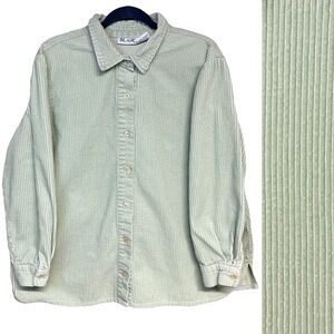 Blair Vintage Wide Wale Corduroy Shacket Mint Green Cottage Country Size XL